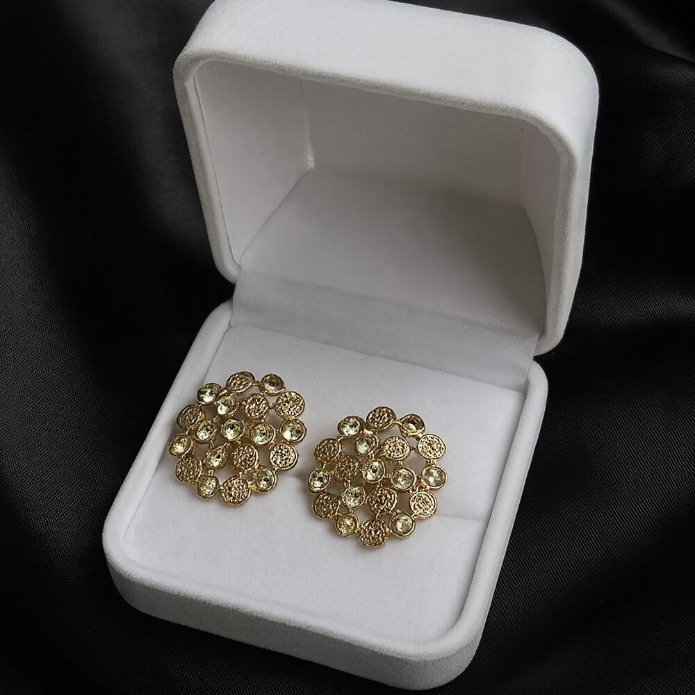 Vintage Textured Gold Cluster Post Earrings